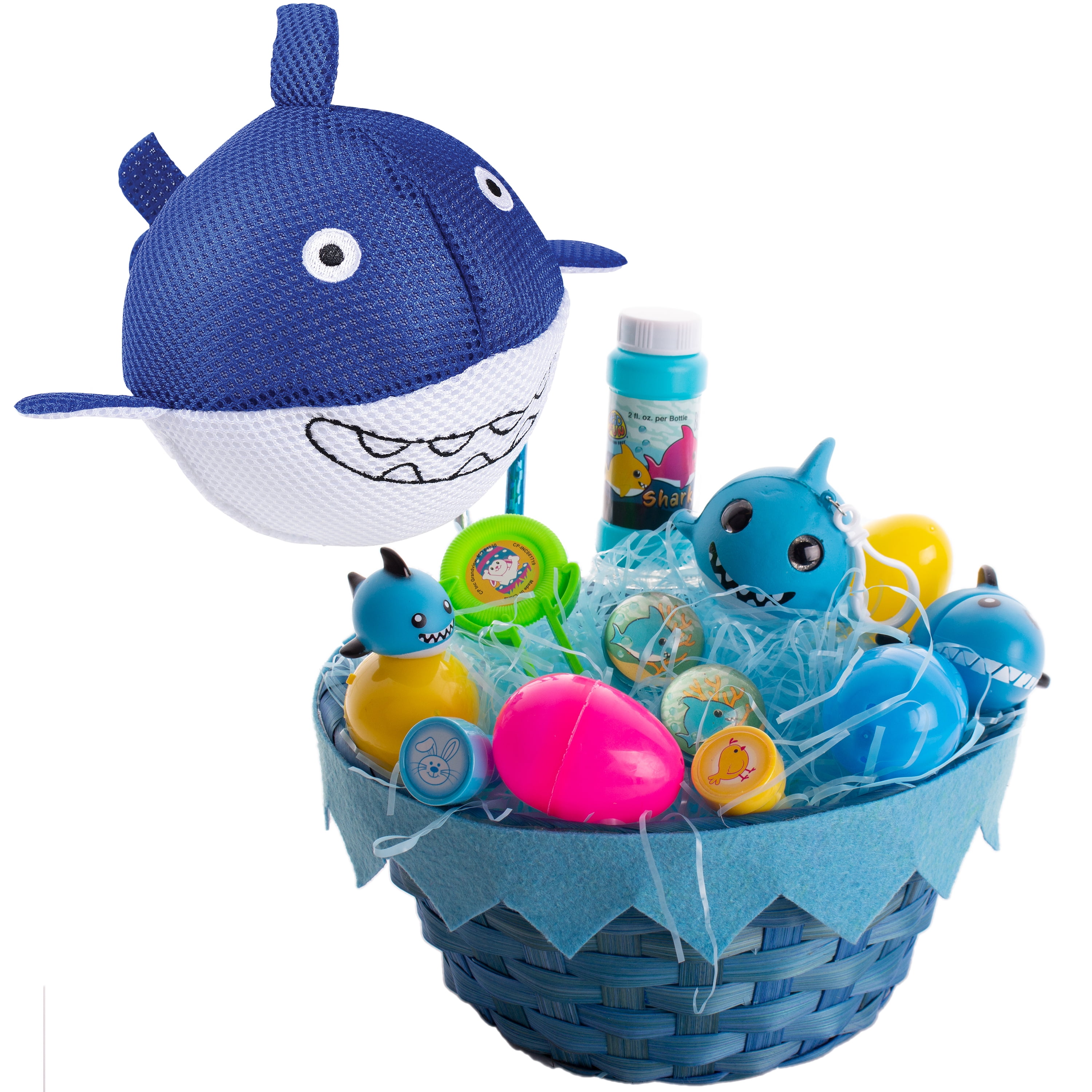 Young Kids Daddy Shark Toy Filled 22pc 9.25" Easter Basket Gift Set, Blue - Walmart.com